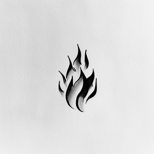 Minimalist flame tattoo design playing with negative space