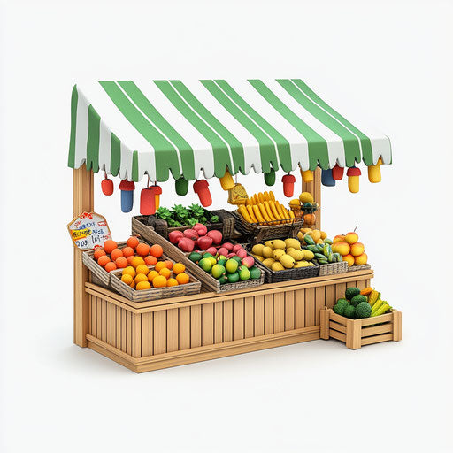 3D market on white background, isolated clipart