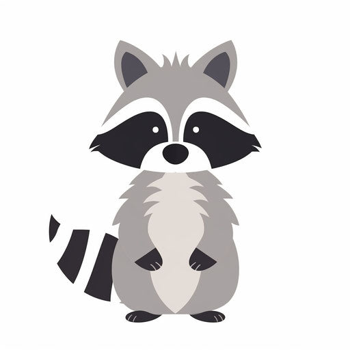 Raccoon art in Minimalist style, on white background