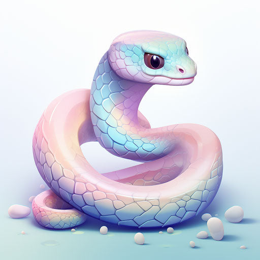 Pastel-colored snake illustration on white background