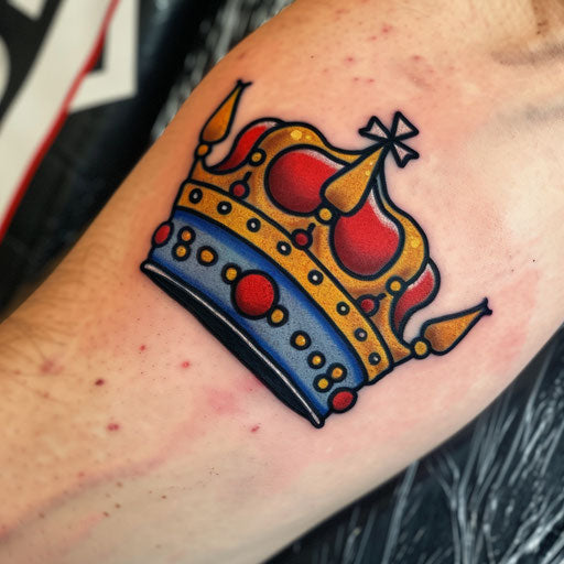 Pop art style king crown tattoo