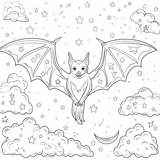 Bat among stars and clouds