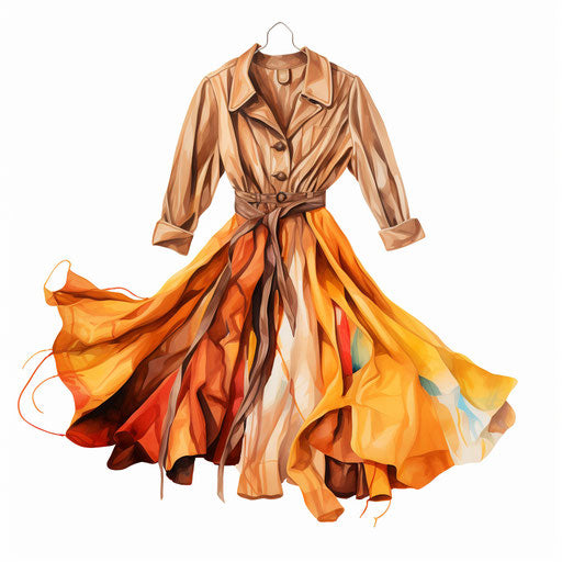Clothes clipart in the style of Oil painting, on a white background