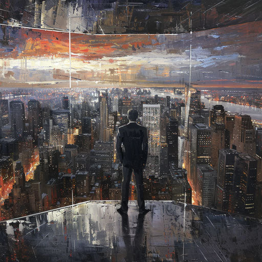 Businessman overlooking panoramic city view