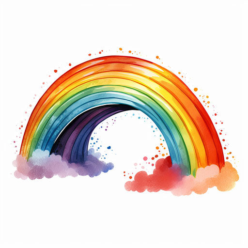 Rainbow clipart in the style of Chiaroscuro Art, on white background
