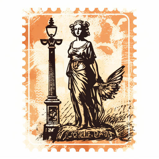 Stamp clipart in the style of Chiaroscuro Art, on white background