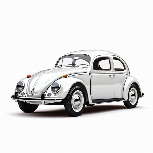 Classic VW car on white background