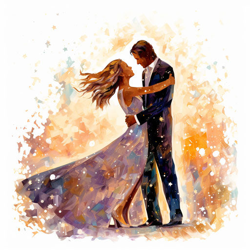 Glitter clipart in the style of Impressionistic Art, on a white background