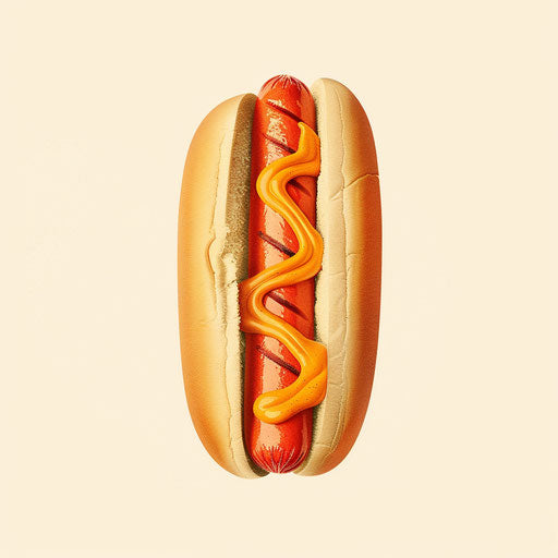 Elegant hot dog on flat cream background