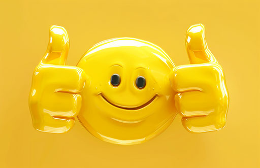 Yellow emoticon with two thumbs up