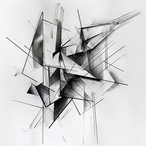 Abstract geometric shapes interlocking in black on white