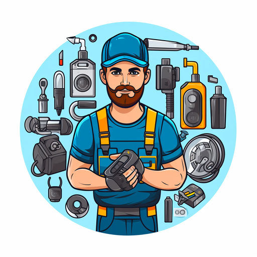 Minimalist electrician illustration on white background