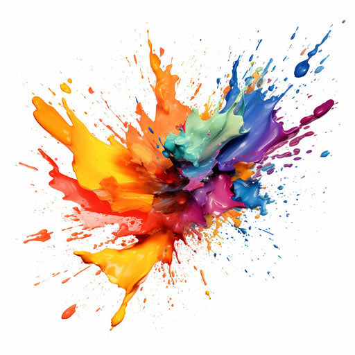 Paint splatter in the style of Oil painting, on a white background