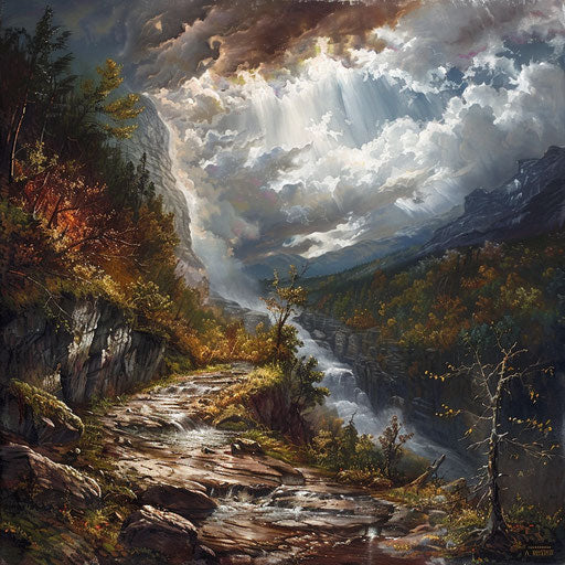 Laurel Falls Trail with Dramatic Sky