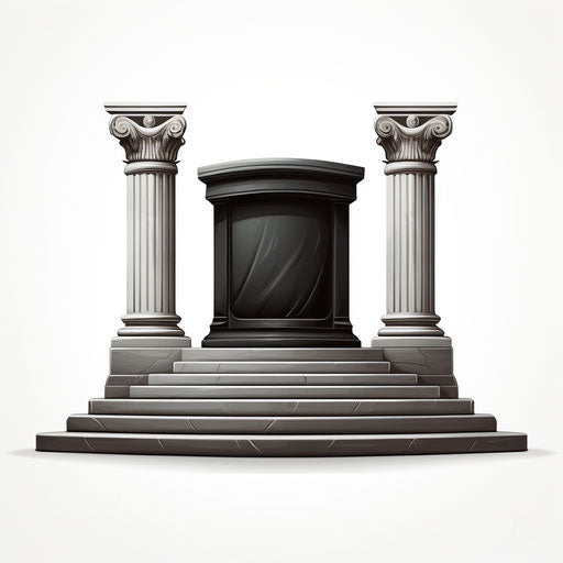 Podium illustration in the style of Chiaroscuro Art, on white background