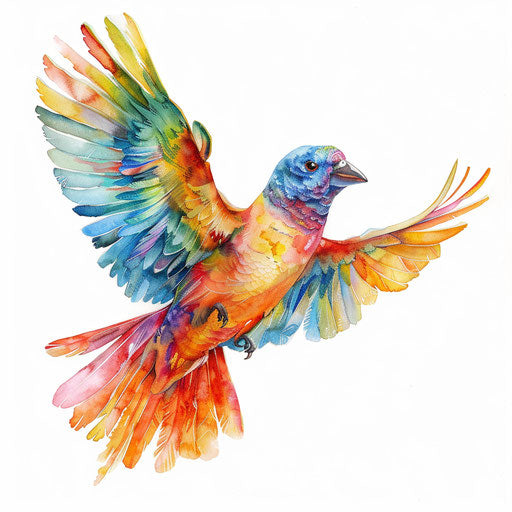 Colorful exotic bird in flight, symbolizing freedom and diversity