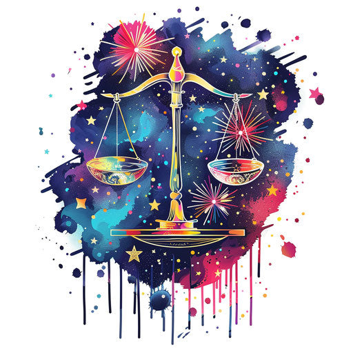 Festive Libra constellation with stars and vivid colors