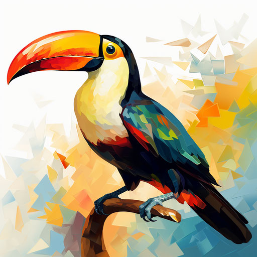 Toucan in Impressionistic Art style on white background