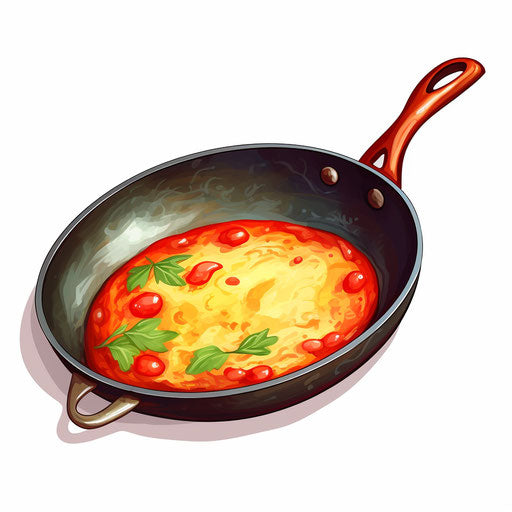 Frying pan in the style of Oil painting
