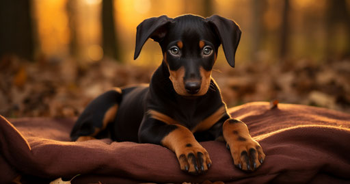 Cute doberman puppy at the dog park