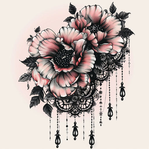 Sketch of dark tattoo in romantic clipart style