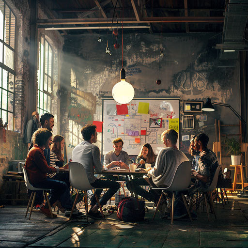 Dynamic team in a creative workshop