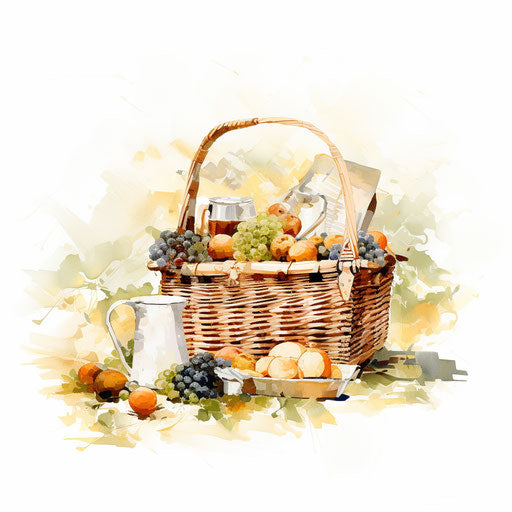 Picnic basket in the style of Impressionistic Art