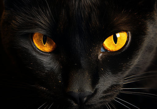 Black cat in dark yellow and dark gold style