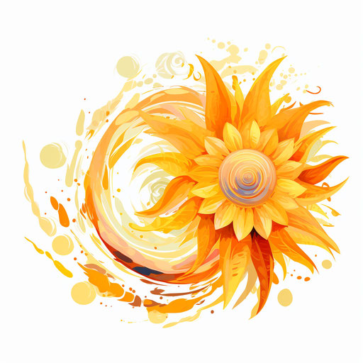 Sun clipart in the style of Impressionistic Art