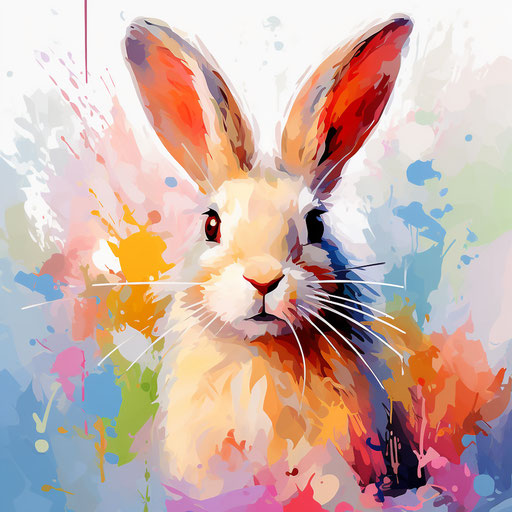 Rabbit illustration in the style of Impressionistic Art