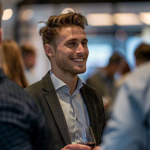 Entrepreneur networking at corporate event