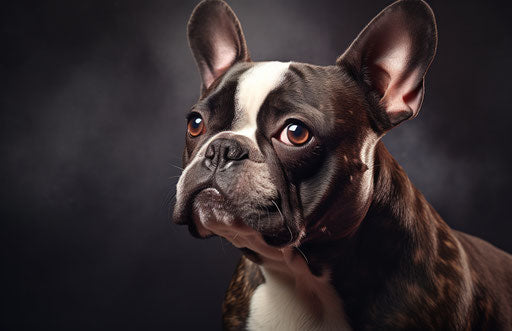 French bulldog in dark brown and white, photo 17:11