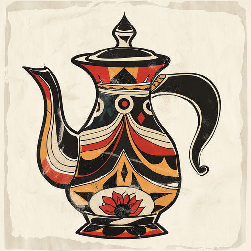 Bold sketch of a Turkish coffee pot in flat style