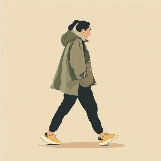 Walking clipart in photo realistic style on cream background