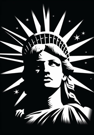 The statue of liberty with a woman smiling