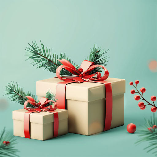 Realistic Christmas gift clipart on serene aqua background