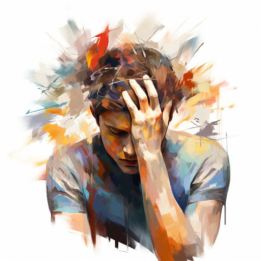 Headache clipart in the style of Impressionistic Art, on a white background