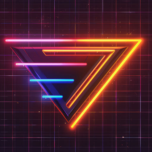Retro 80s logo for sale with neon colors and grid background