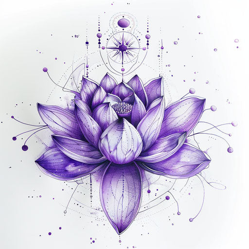 Violet Crown Chakra tattoo design merging with cosmic energy