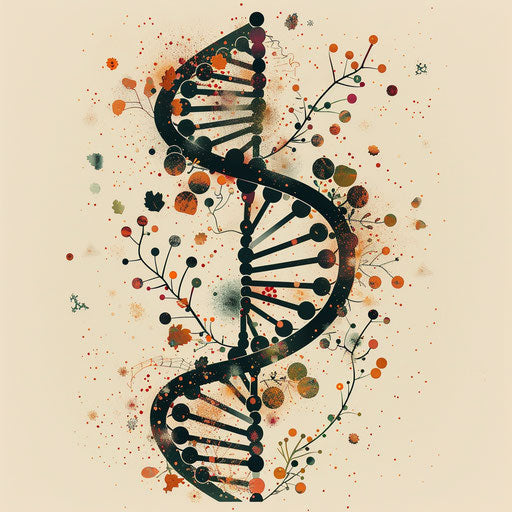 Realistic DNA clipart on flat beige background