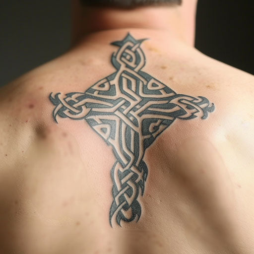 Celtic cross in tribal style with bold lines