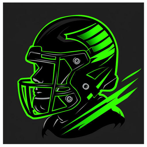 Football logo design in black and neon green with bold background