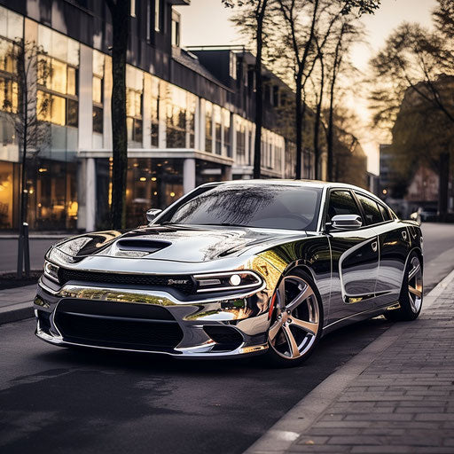 Sleek chrome powerful sedan