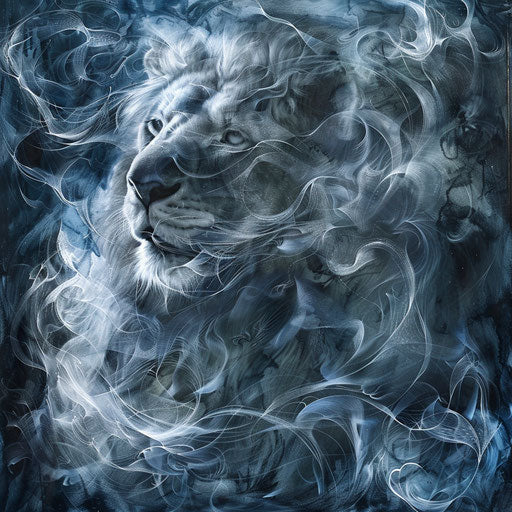 The lion's strength in abstract forms