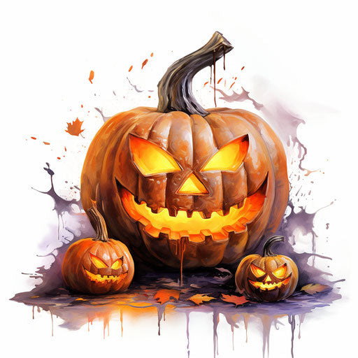 Happy Halloween clipart in the style of Oil painting