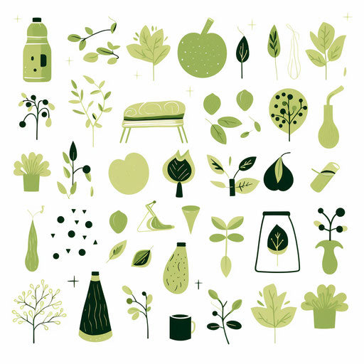Green illustration in the style of Minimalist, on white background