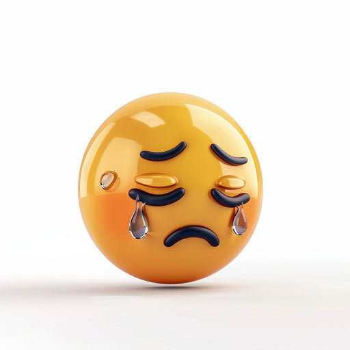 Crying emoji with water droplets on the face