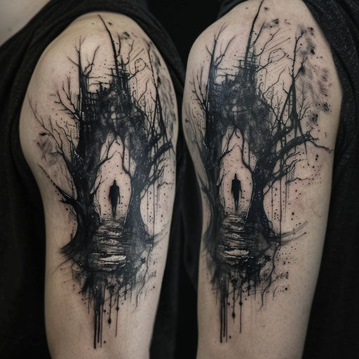 Depression tattoo with mystical themes, David Palumbo style