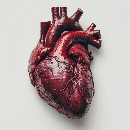 Realistic clipart of human heart on flat white background