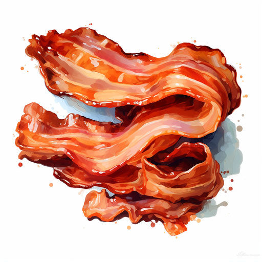 Bacon illustration in the style of Oil painting, on white background